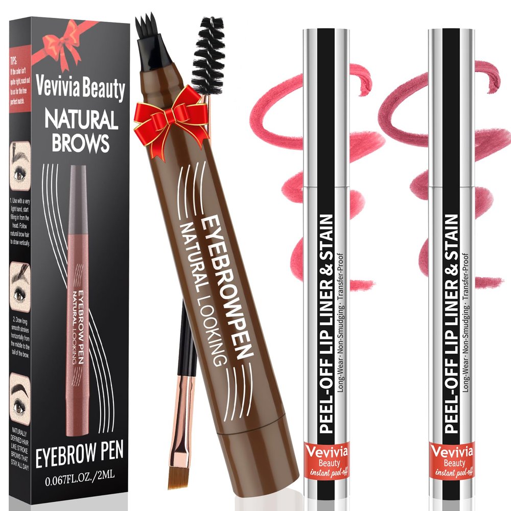 Eyebrow Pencil - Microblading Eyebrow Pen Waterproof 4 Fork Tip Multi-Used Eye Brow Pencils for Women Long-Lasting, Precise Natural Brow Magic Eyebrow Pencil with Hair Like StrokesLightBrown