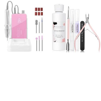 Makartt Cuticle Remover Kit Bundle with Professional Nail Drill, 35000RPM Rechargeable Efile with Coreless Motor, Nouvella Electric Nail Filer
