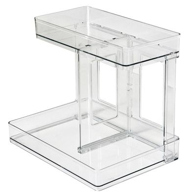 2 Layers Makeup Organizers Countertop Versatile Bathroom Counter Organizer Modern Style Cosmetic Make Up Organizers for Desktop, Vanity, Bathroom, Office (Clear White)