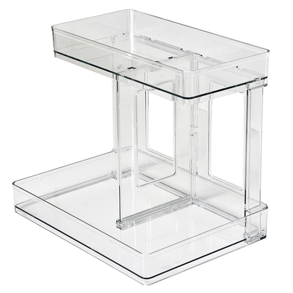 2 Layers Makeup Organizers Countertop Versatile Bathroom Counter Organizer Modern Style Cosmetic Make Up Organizers for Desktop, Vanity, Bathroom, Office (Clear White)