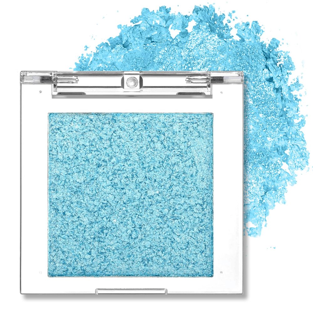 Erinde Glitter Shimmer Sparkle Eyeshadow Palette, Blue Glitter Sparkle Eye Shadow Makeup, Single Monochrome Long-Lasting Eye Makeup, Smooth Formula, Vegan & Cruelty-Free, C07 Blue Silver Sparkle