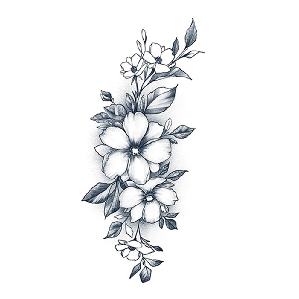 2pcs Rose Herb Tattoo Sticker Juice Waterproof Long-lasting Female Models Arm Flower Arm Plain Flower Non-reflective Stickers, Fake Tattoos