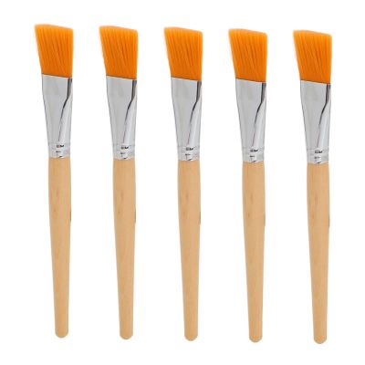 5pcs Makeup Fan Brush Set | Soft High - Density Fiber Wool | DIY Wood Handle Facial Applicator Brush for Mud Cream/Clay Mask/Skincare | Sturdy & Easy to Maintain