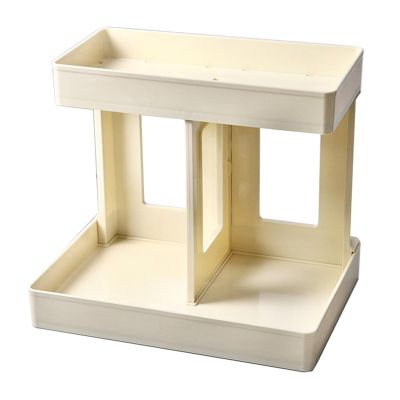 2 Layers Makeup Organizers Countertop Versatile Bathroom Counter Organizer Modern Style Cosmetic Make Up Organizers for Desktop, Vanity, Bathroom, Office (Cream Yellow)