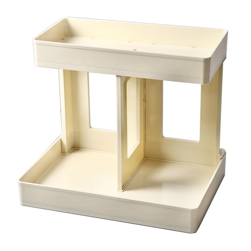 2 Layers Makeup Organizers Countertop Versatile Bathroom Counter Organizer Modern Style Cosmetic Make Up Organizers for Desktop, Vanity, Bathroom, Office (Cream Yellow)