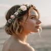 PoshMyra Greenery Flower Crown for Girls White Floral Holo Hair Headpiece bride Wreath Bridemaid Crown Rustic Wedding Women Garland Photo Prop Headband for Adult view 2
