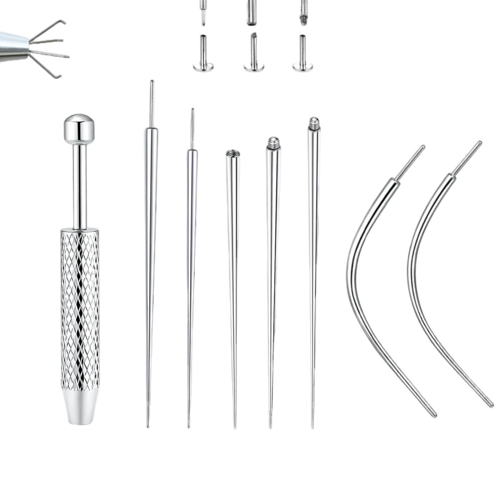 HAPNEWEY 16G 18G Piercing Taper & Ball Grabber Tool -Flat Back Earrings Applicator Tool,Body Piercing Kit for Changing Jewelry