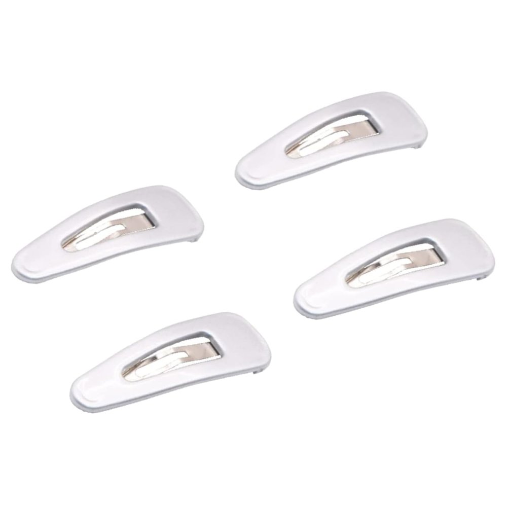 Parcelona French Mini Set of 4 Small Celluloid Acetate Snap Hair Clips No Slip Fashion Durable Styling Women Hair Accessories Girls Snap Hair Barrette, Made in France (Silver)