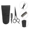 PENIKOKO 3-Piece Beard Scissors Set Comb and PU Leather Storage Bag Stainless Steel Eyebrow Trimming Tool for Home and Barbershop Grooming view 2