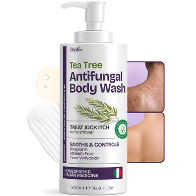 Antifungal Tea Tree Body Wash - Antibacterial Body Wash for Jock Itch, Eczema, Back Acne, Ringworm Treatment for Humans | Antibacterial Soap For Men & Women with 1% Tolnaftate & Tea Tree Oil - 16.9 oz