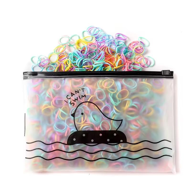 1000PCS Baby Hair Ties  Mini Rubber Bands for Infant & Toddler Hair, No-Damage, Tangle-Free, Gentle Stretch, Comes with Reusable Storage Pouch (Pastel Mix)