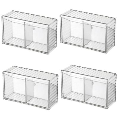 Alipis 4pcs Wall Mounted Cotton Swab Holder Storage Box for Cotton Makeup Pads and Hair Ties Compact Bathroom Organizer for Clean Countertops