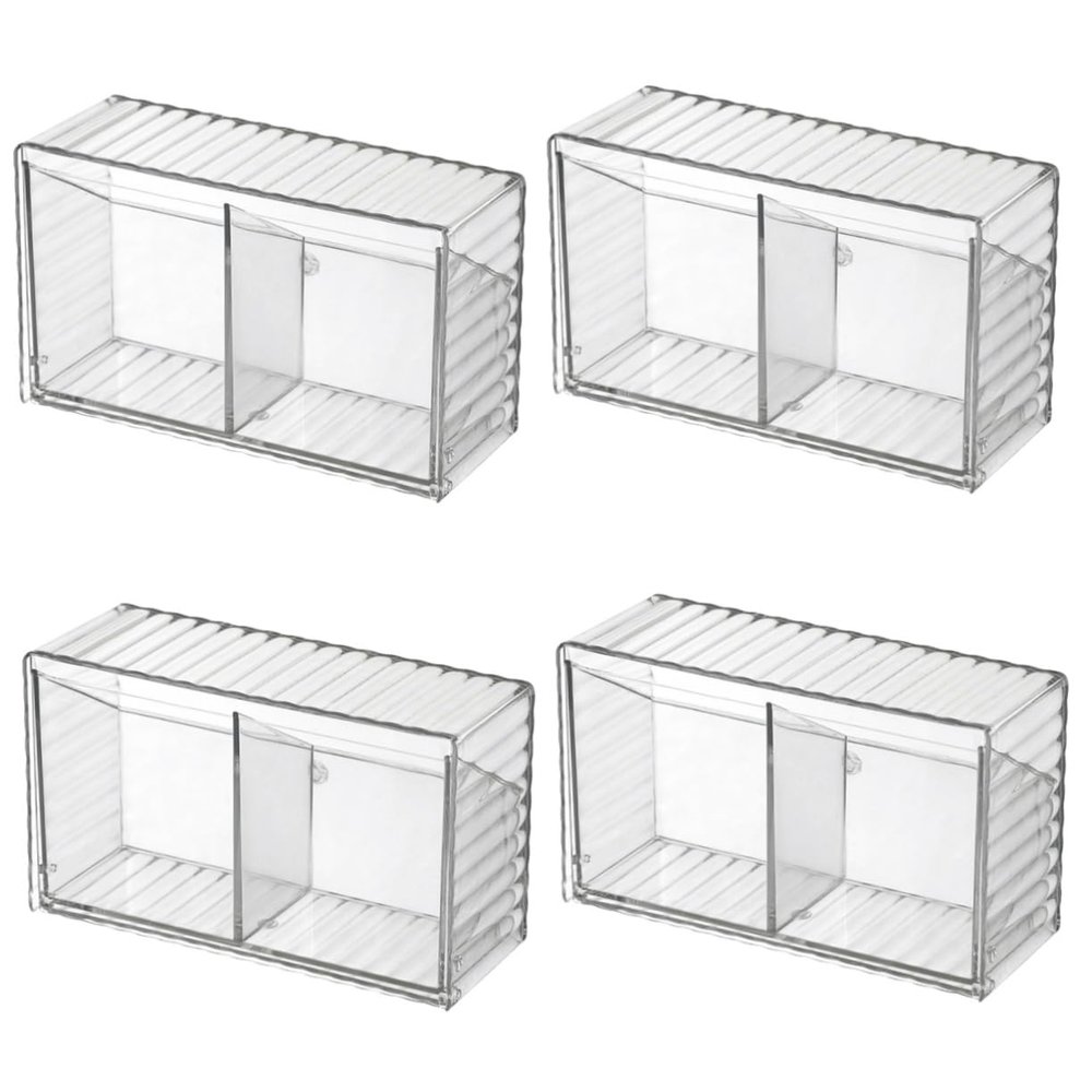 Alipis 4pcs Wall Mounted Cotton Swab Holder Storage Box for Cotton Makeup Pads and Hair Ties Compact Bathroom Organizer for Clean Countertops