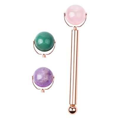 FRCOLOR Jade Roller for Face Sculpting Skincare Muscle Roller Stick Replacement Beads Travel-friendly Design
