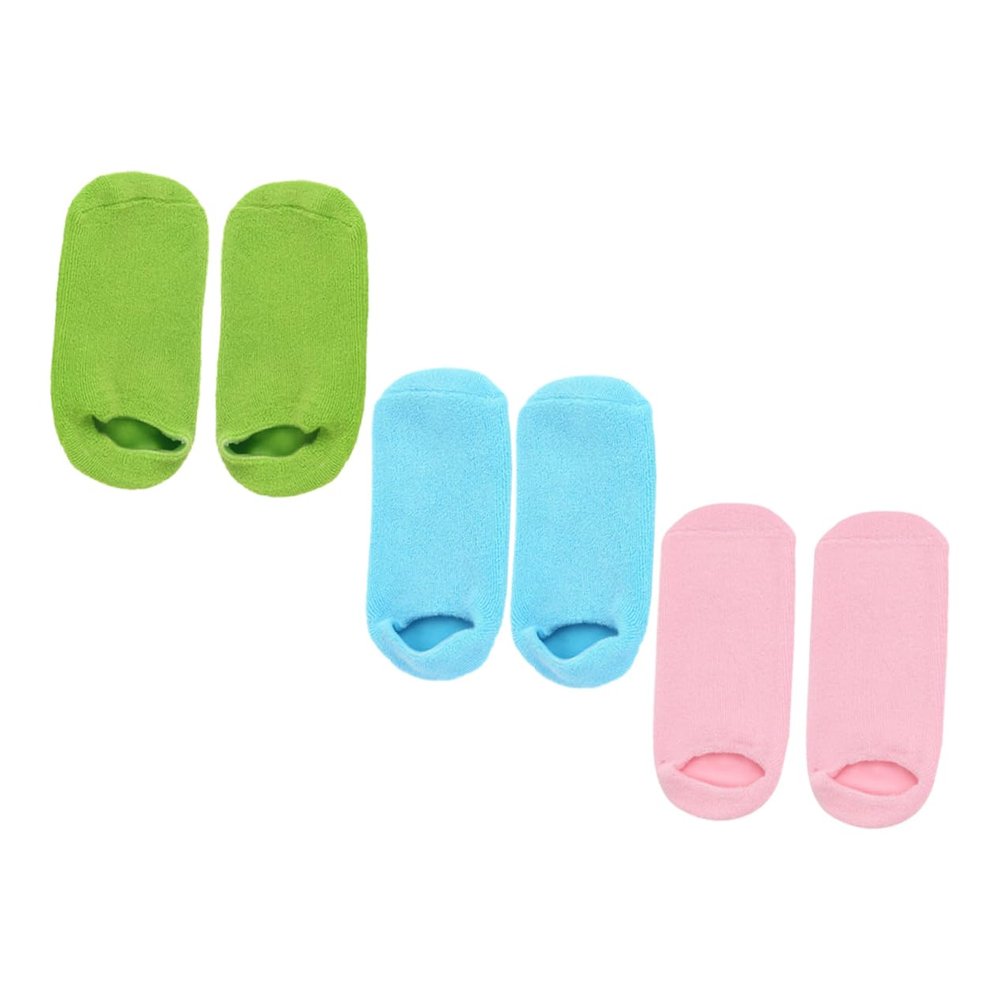 Healvian 3Pairs Moisturizing Foot Mask Socks of Gel Infused Foot Care Supplies Essential Oil Treatment for Softening Smoothing Dry Skin Non Slip Design Fits All