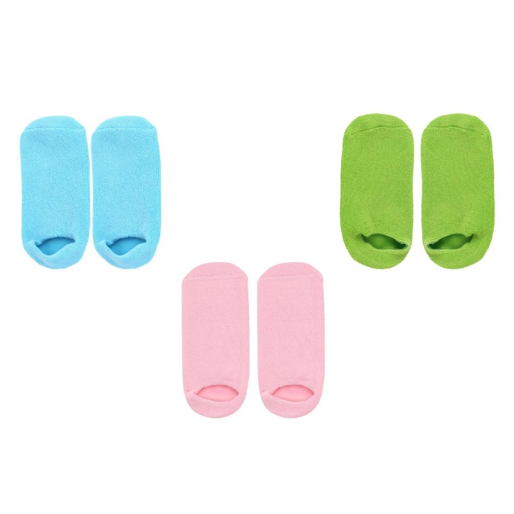 Beaupretty 3pairs Moisturizing Gel Foot Socks Green for Softening and Repairing Dry Feet Non- Spa for Beauty Salon and Home Use