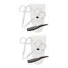DEARMAMY 2sets 4pcs Precision Beard and Trimming Scissors Set Stainless Steel Grooming Kit with Pointed and Round Scissors White Leather Case Small Comb for Home and Barber Use 4pcs*2 view 1