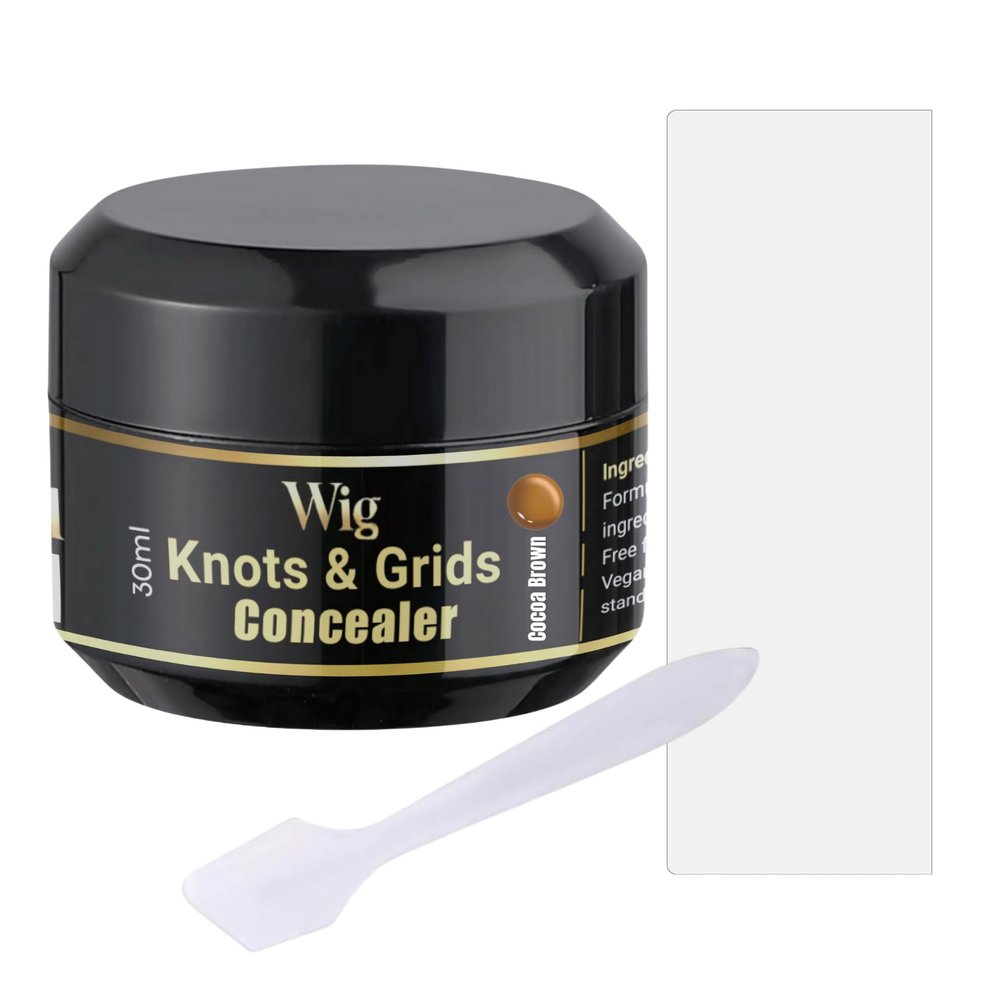Complete Kit-Lace Wig Knots, Holes & Grid Concealer/Eraser/Hider -Real Scalp Effect, Sweat & Water Proof 30 ML Jar with Magic Strip & Spatula, 30 Uses, No Bleach (Cocoa Brown)