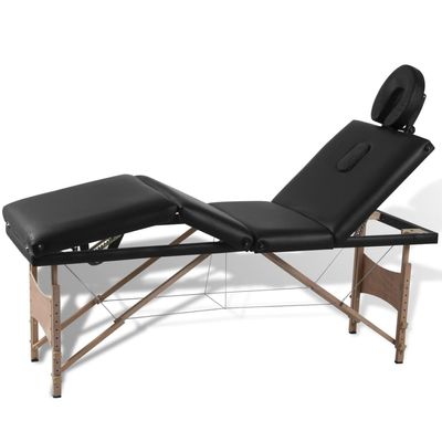 Black Foldable Massage Table 4 Zones with Wooden Frame,Health & Beauty,Personal Care,Massage & Relaxation,Massage Tables,110095