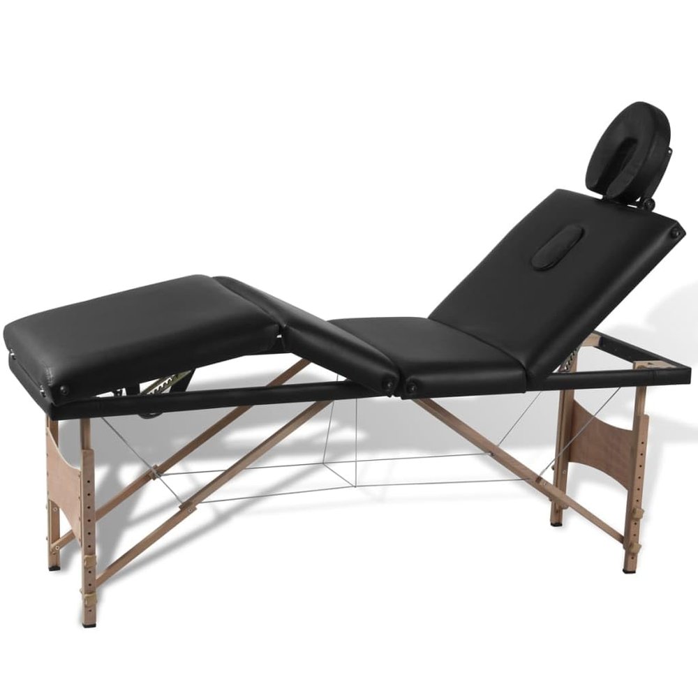 Black Foldable Massage Table 4 Zones with Wooden Frame,Health & Beauty,Personal Care,Massage & Relaxation,Massage Tables,110095