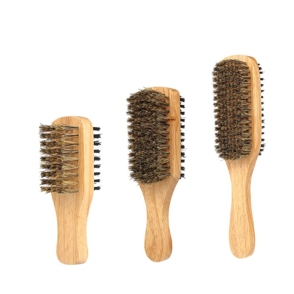 Beaupretty 3pcs Boar Bristle Beard Grooming Brush for Men Double-sided Beard Care Tool for Cleaning Softening Styling Includes Brushes