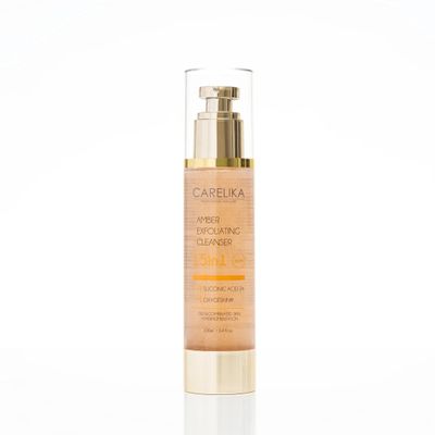 CARELIKA Amber Exfoliating Facial Cleanser  15-in-1 Gentle Daily Face Wash for Sensitive & Acne-Prone Skin  Purifies, Soothes & Refines Pores  100ml