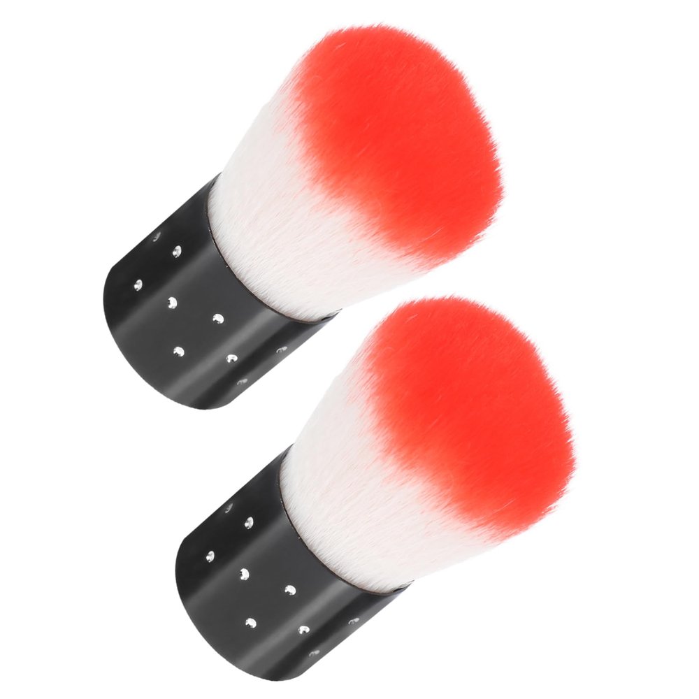 DEARMAMY 2pcs Soft Mushroom Head Dust Brush for Nail Art Dip Powder Cleaning Brush Manicure Tools for Professional and Home Use Random Color