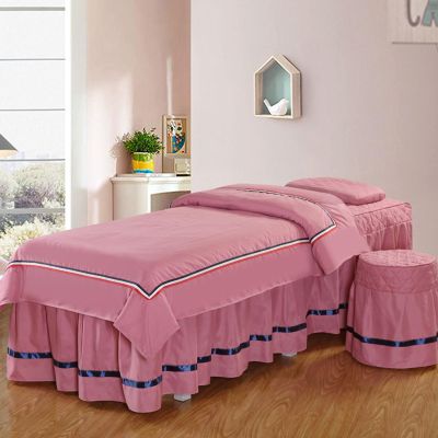 Bean,70x190cm/27.5x74.8in,Massage Face Rest Cover with Hole,Beauty SPA Massage Bed Sheet Bedspread Full Cover Washable Elastic Pillowcase Stool Cover Bed Cover 4 Piece Set
