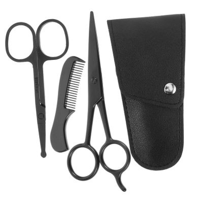 VALICLUD 1set Beard Care Stainless Steel Trimming Scissors Comb and Storage Bag for Men Grooming Kit for Home and Travel Use