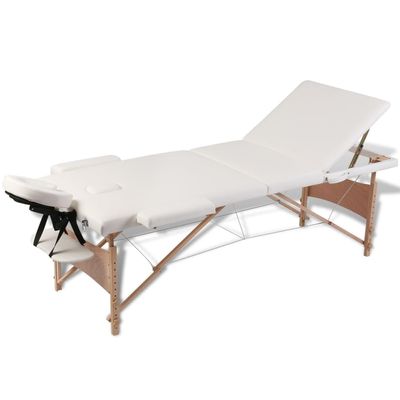 Cream White Foldable Massage Table 3 Zones with Wooden Frame,Health & Beauty,Personal Care,Massage & Relaxation,Massage Tables,110082