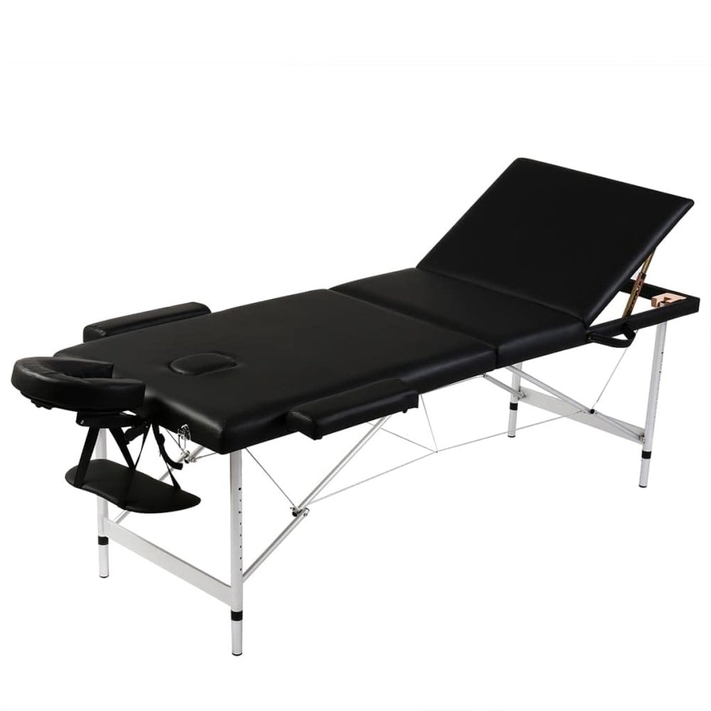 Black Foldable Massage Table 3 Zones with Aluminum Frame,Health & Beauty,Personal Care,Massage & Relaxation,Massage Tables,110092