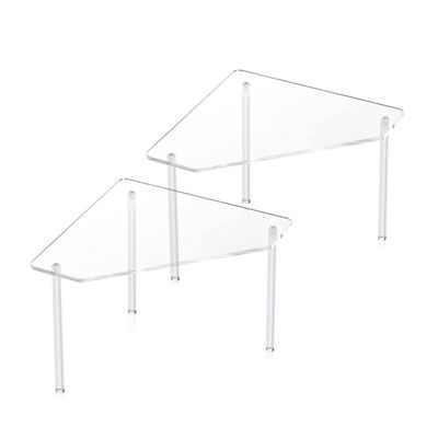 2Pcs Transparent Acrylic Bathroom Corner Shelf Clear Floating Bath Shower Rack Stackable Makeup Display