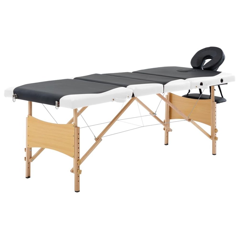 Foldable Massage Table 4 Zones Wood Black and White,Health & Beauty,Personal Care,Massage & Relaxation,Massage Tables,110220