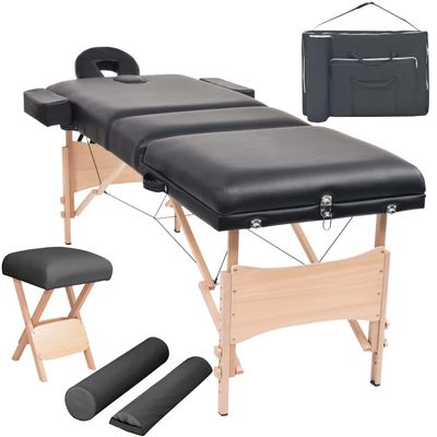 3-Zone Folding Massage Table and Stool Set 3.9" Thick Black,Health & Beauty,Personal Care,Massage & Relaxation,Massage Tables,110157