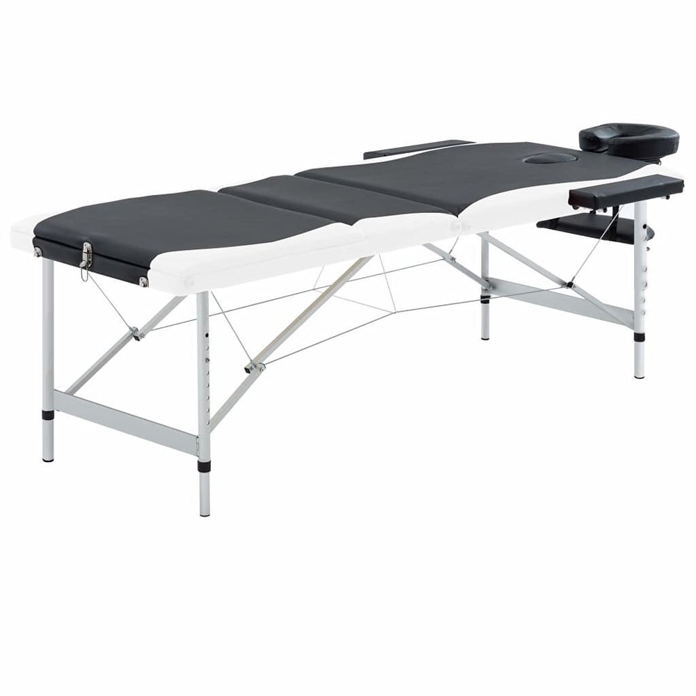 3-Zone Foldable Massage Table Aluminum Black and White,Health & Beauty,Personal Care,Massage & Relaxation,Massage Tables,110236