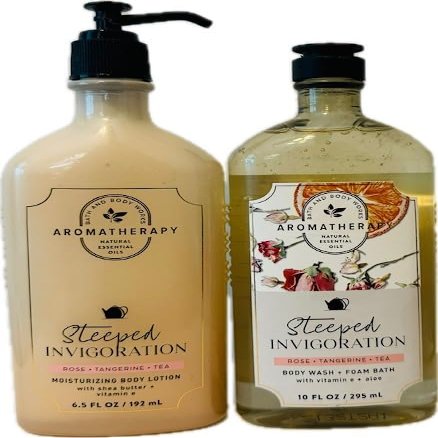 Body Care - BBWs Aromatherapy Steeped Invigoration (Rose, Tangerine & Tea) Duo Set, Body Lotion & Body Wash (Packaging may vary)