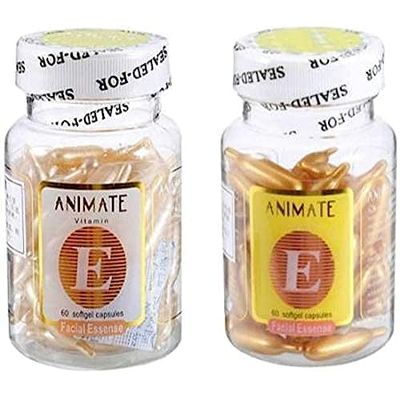 2 Bottle Animate Aloe Vera And Vitamin E Capsules Facial Oil Combo 60 capsule