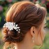 Banatra Flower Wedding Hair Comb Silver Leaf Hair Piece Pearl Bridal Hair Accessories for Women and Girls (Silver) view 4