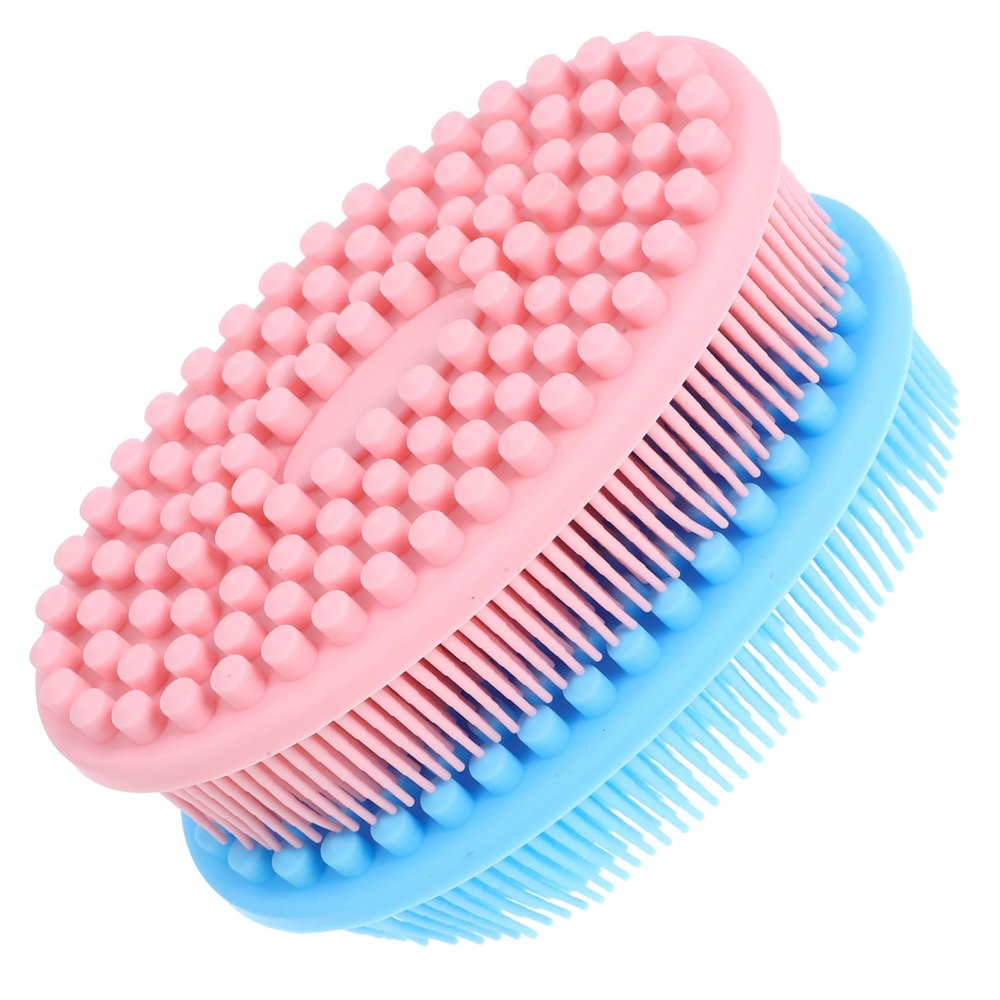 SHERCHPRY 2pcs Double-Sided Silicone Bath Scrubber for Sensory Training Exfoliating Body Brush and Pink for Gentle Cleansing and Shower Use for Babies and Sensitive Skin