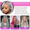 ELFSECRET 13x6 Grey Lace Front Wigs Human Hair Pre Plucked with Baby Hair 180 Density Glueless HD Transparent Lace Frontal Body Wave Wigs Human Hair for Black Women Silver Grey Colored Wig 22 Inch view 3