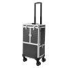Aluminum Frame Rolling Makeup Train Case, 33Lbs Load-Bearing Cosmetic Trolley with 3-Tier Adjustable Tray & Lockable Design 360 Swivel Wheels, Professional Organizer for Salon, Travel & Stylists view 1