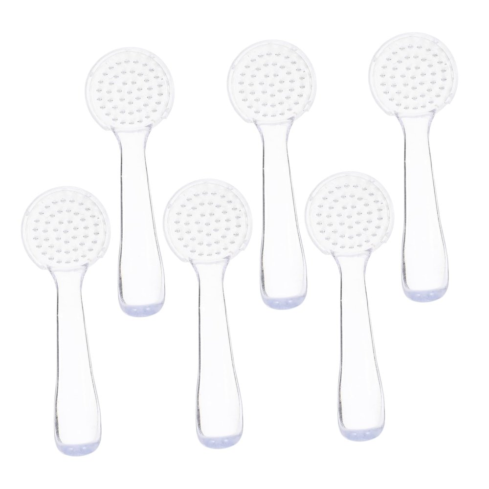 BAZEITFLOW 6pcs Nail Cleaning Brush Set Cover Round Head Fingernail Scrubbing Brushes for Manicure and Dust Removal Suitable for Home Use