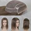 WANGHAI2024M Men Toupee Swiss Lace Front Men Toupee 8"x10" Mono Lace PU Hairpiece 12" Long Human Hair System Units Men Hair Tropper(#4 Color) view 4