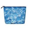 Dwvtfsm Blue Ice Cube Background Makeup Bag For Women, Waterproof Linen Travel Cosmetic Organizer Lightweight Zipper Travel Toiletry Bag Organizer Makeup Brushes Storage Bag view 1