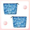 Dwvtfsm Blue Ice Cube Background Makeup Bag For Women, Waterproof Linen Travel Cosmetic Organizer Lightweight Zipper Travel Toiletry Bag Organizer Makeup Brushes Storage Bag view 2