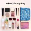 Dwvtfsm Blue Ice Cube Background Makeup Bag For Women, Waterproof Linen Travel Cosmetic Organizer Lightweight Zipper Travel Toiletry Bag Organizer Makeup Brushes Storage Bag view 3