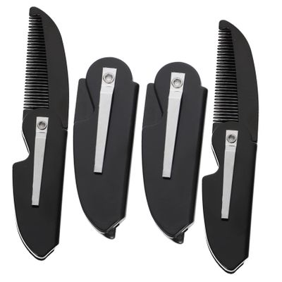 CALLARON 4Pcs Portable Folding Beard Combs Set for Men Travel-Friendly Hair Combs Hair Styling Tool Compact Size for Pocket Use