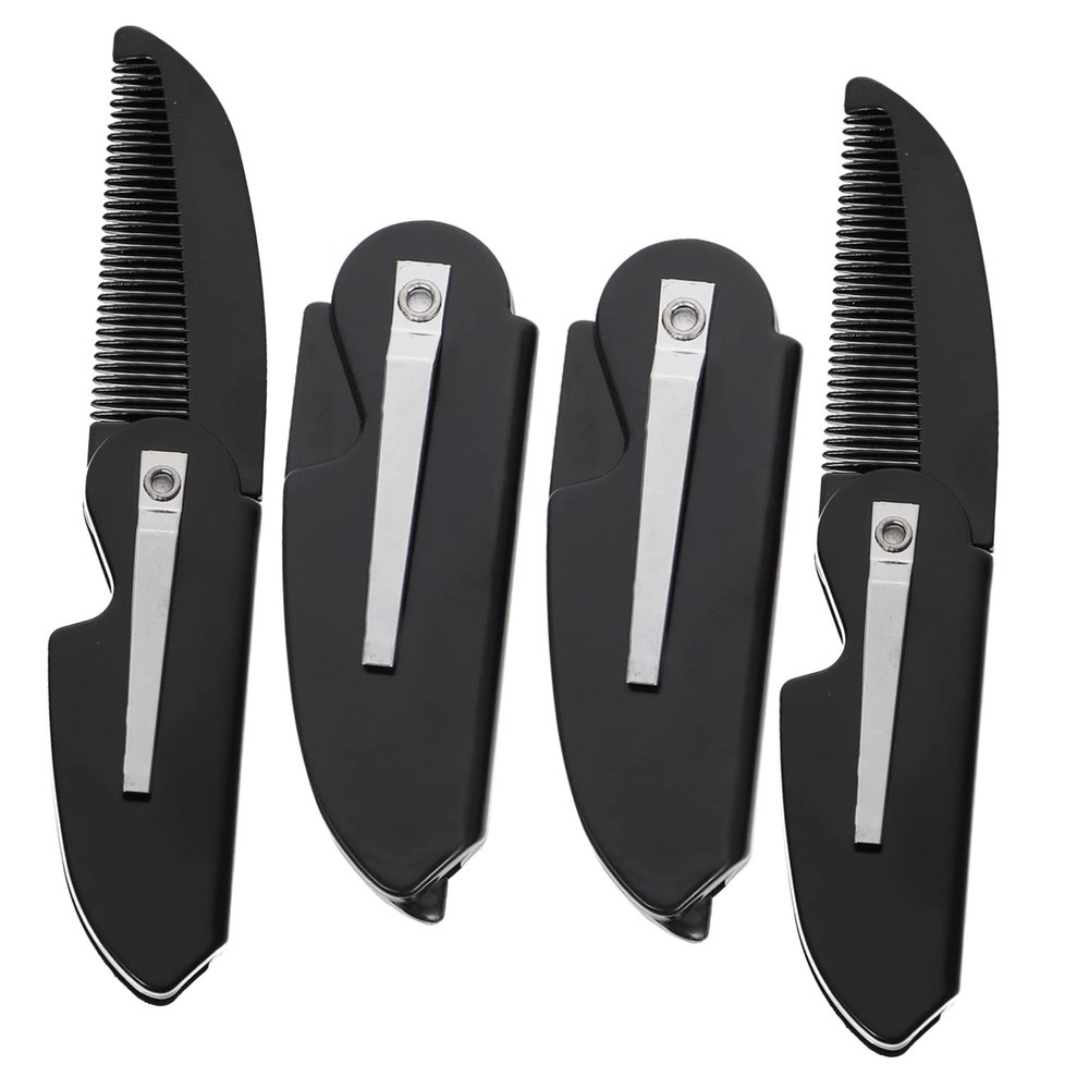 CALLARON 4Pcs Portable Folding Beard Combs Set for Men Travel-Friendly Hair Combs Hair Styling Tool Compact Size for Pocket Use