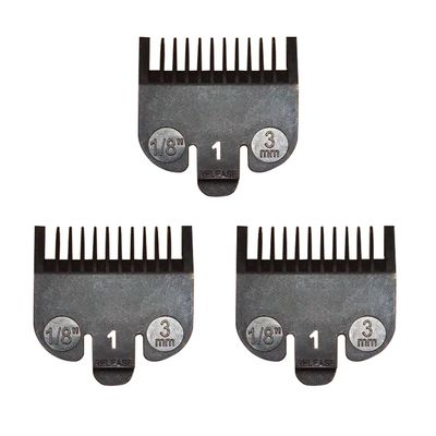 (3 Pack) (1/8") Professional Hair Clipper Guards No.1 Cutting Guides Compatible with Most Wahl Clipper, Black