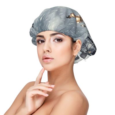 Eiffel Tower Winter Rainy Satin Bonnet Silk Bonnet, Hair Bonnet For Sleeping, Soft Double Layer Silk Sleeping Cap Hair Wrap For Women Natural Curly Braided Long Hair